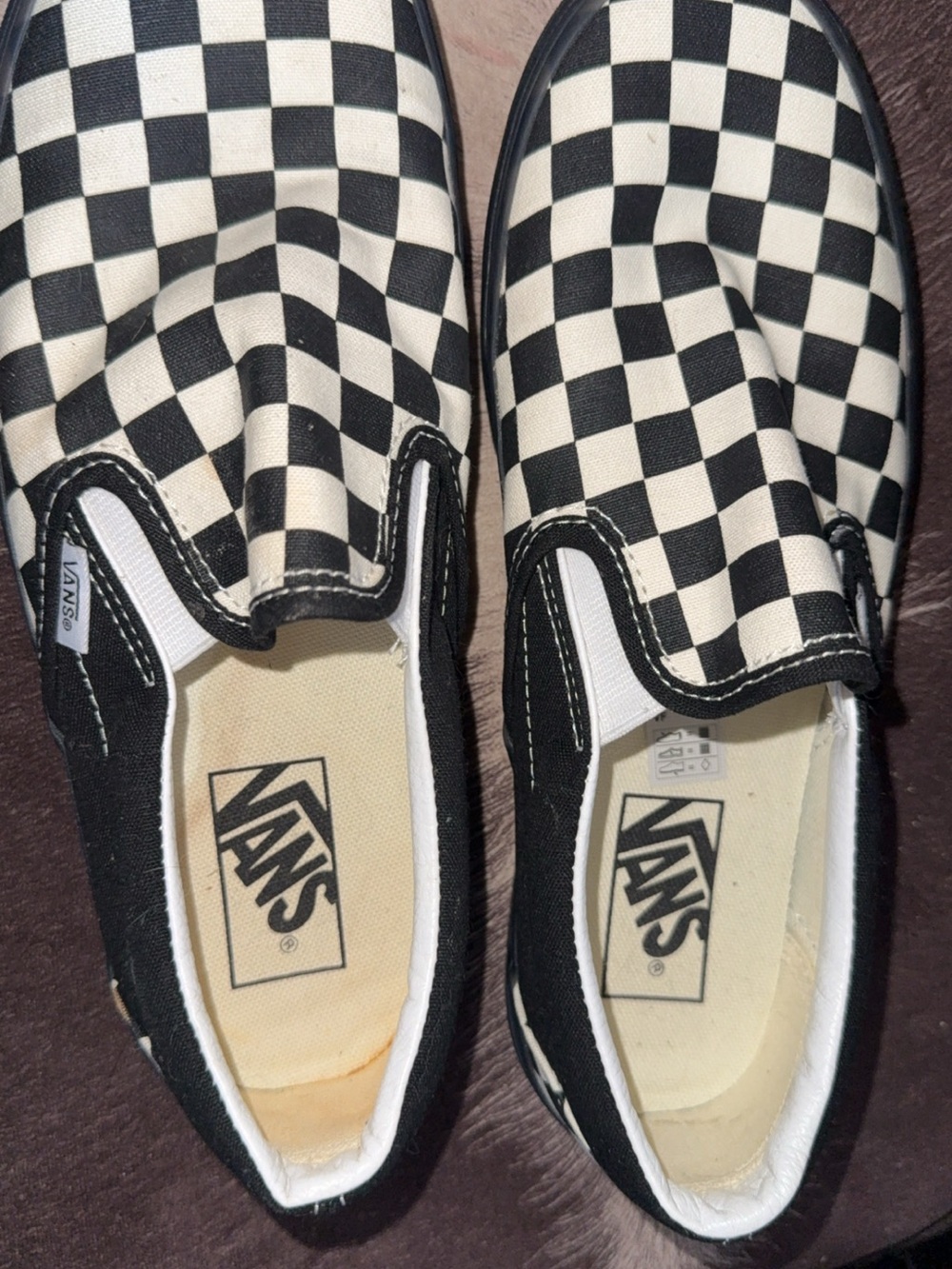 Vans Slip-On Checkerboard Black and White Sneakers Mens size 7 or Women’s 8.5